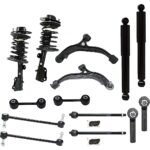 TrueDrive 14-Piece Kit Driver and Passenger Side Suspension Includes Control Arms, Loaded Struts, Shock Absorbers, Sway Bar Links, and Tie Rod Ends, FWD
