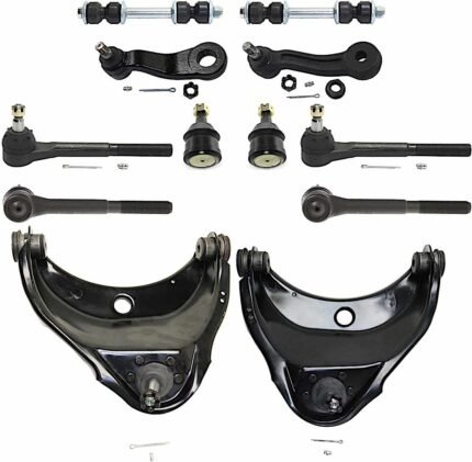 TrueDrive 12-Piece Kit Front, Driver and Passenger Side, Upper Control Arm Kit, Includes (2) Ball Joint, (2) Control Arm, (1) Idler Arm, (1) Pitman Arm, (2) Sway Bar Link, and (4) Tie Rod End