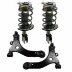TrueDrive 4-Piece Kit Front, Driver and Passenger Side Control Arm with Shock Absorber and Strut Assembly, For Models with 24mm Bar Diameter