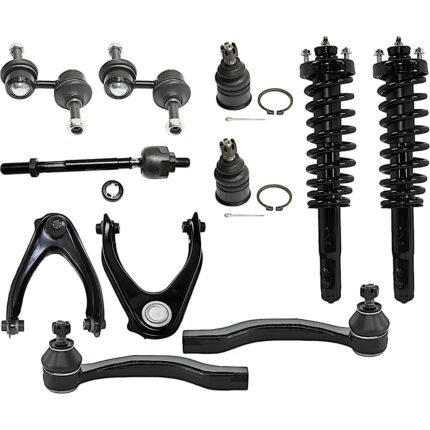 TrueDrive 12-Piece Kit Front, Driver and Passenger Side, Upper Control Arm Kit, Includes (2) Ball Joint, (2) Control Arm, (2) Loaded Strut, (2) Sway Bar Link, and (4) Tie Rod End