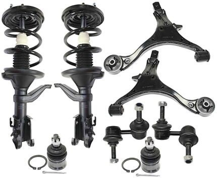 TrueDrive 8-Piece Kit Front, Driver and Passenger Side, Lower Control Arm Kit, Includes (2) Ball Joint, (2) Control Arm, (2) Loaded Strut, and (2) Sway Bar Link