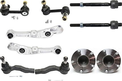 TrueDrive 10-Piece Kit Front, Driver and Passenger Side, Lower, Frontward Control Arm Kit, Includes (2) Control Arm, (2) Sway Bar Link, (4) Tie Rod End, and (2) Wheel Hub