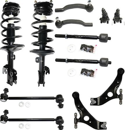 TrueDrive 12-Piece Kit Front, Driver and Passenger Side, Lower Control Arms, Front Wheel Drive, with Ball Joints, Loaded Struts, Sway Bar Links, and Tie Rod Ends