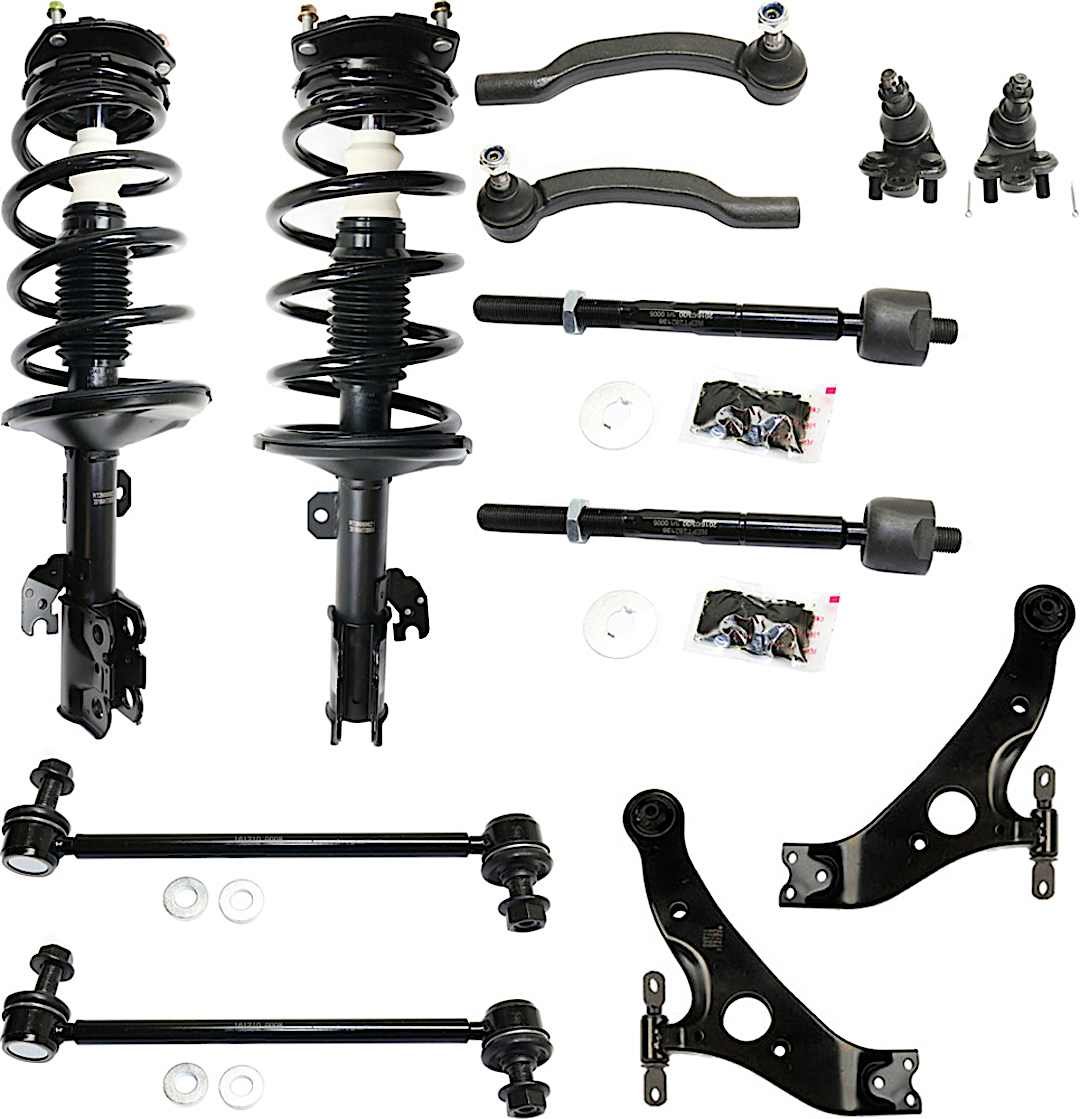 kit-092717-25_1.jpg TrueDrive 12-Piece Kit Front, Driver and Passenger Side, Lower Control Arms, Front Wheel Drive, with Ball Joints, Loaded Struts, Sway Bar Links, and Tie Rod Ends - Image 1