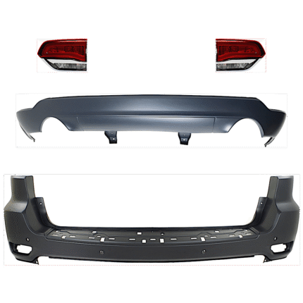 Replacement 4-Piece Kit, Driver and Passenger Side, Inner Halogen Tail Light, With bulb(s), Mounts on Liftgate, OE Replacement, CAPA Certified, Includes (2) Bumper Cover and (2) Tail Light