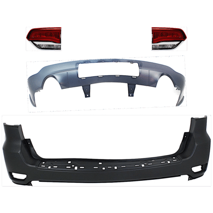 Replacement 4-Piece Kit Driver and Passenger Side, Inner Halogen Tail Light, With bulb(s), Includes (2) Bumper Cover and (2) Tail Light