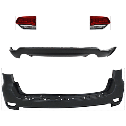 Replacement 4-Piece Kit, Driver and Passenger Side, Inner Halogen Tail Light, With bulb(s), Mounts on Liftgate, OE Replacement, CAPA Certified, Includes (2) Bumper Cover and (2) Tail Light