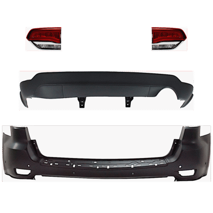 Replacement 4-Piece Kit Driver and Passenger Side, Inner Halogen Tail Light, With bulb(s), Includes (2) Bumper Cover and (2) Tail Light