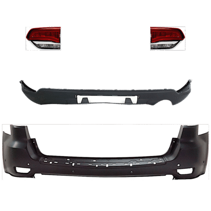 Replacement 4-Piece Kit Driver and Passenger Side, Inner Halogen Tail Light, With bulb(s), Includes (2) Bumper Cover and (2) Tail Light