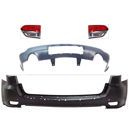 Replacement 4-Piece Kit, Driver and Passenger Side, Inner Halogen Tail Light, With bulb(s), Mounts on Liftgate, OE Replacement, CAPA Certified, Includes (2) Bumper Cover and (2) Tail Light