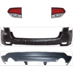 Replacement 4-Piece Kit, Driver and Passenger Side, Inner Halogen Tail Light, With bulb(s), Mounts on Liftgate, OE Replacement, CAPA Certified, Includes (2) Bumper Cover and (2) Tail Light