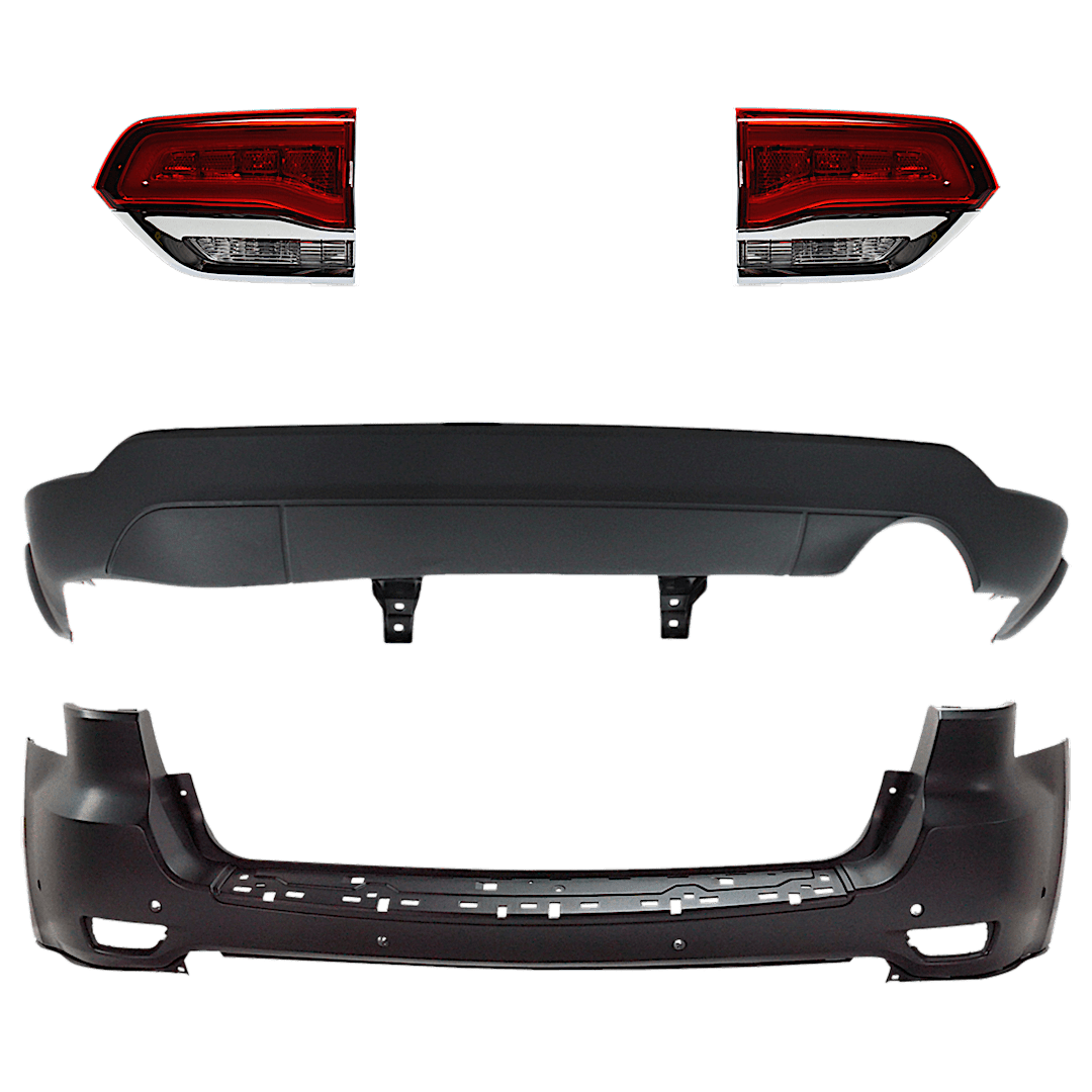 kit-092923-21_1.png Replacement 4-Piece Kit Driver and Passenger Side, Inner Halogen Tail Light, With bulb(s), Includes (2) Bumper Cover and (2) Tail Light - Image 1