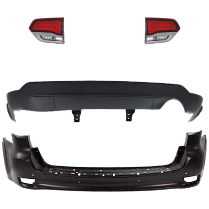 Replacement 4-Piece Kit Rear, Upper and Lower Upper - Primed, Lower - Textured Bumper Cover, Includes (2) Bumper Cover and (2) Tail Light
