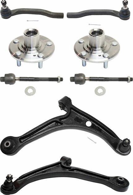TrueDrive 8-Piece Kit Front, Driver and Passenger Side, Lower Control Arm Kit, Includes (2) Control Arm, (4) Tie Rod End, and (2) Wheel Hub