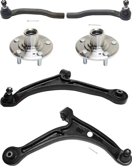 TrueDrive 6-Piece Kit Front, Driver and Passenger Side, Lower Control Arm Kit, Includes (2) Control Arm, (2) Tie Rod End, and (2) Wheel Hub