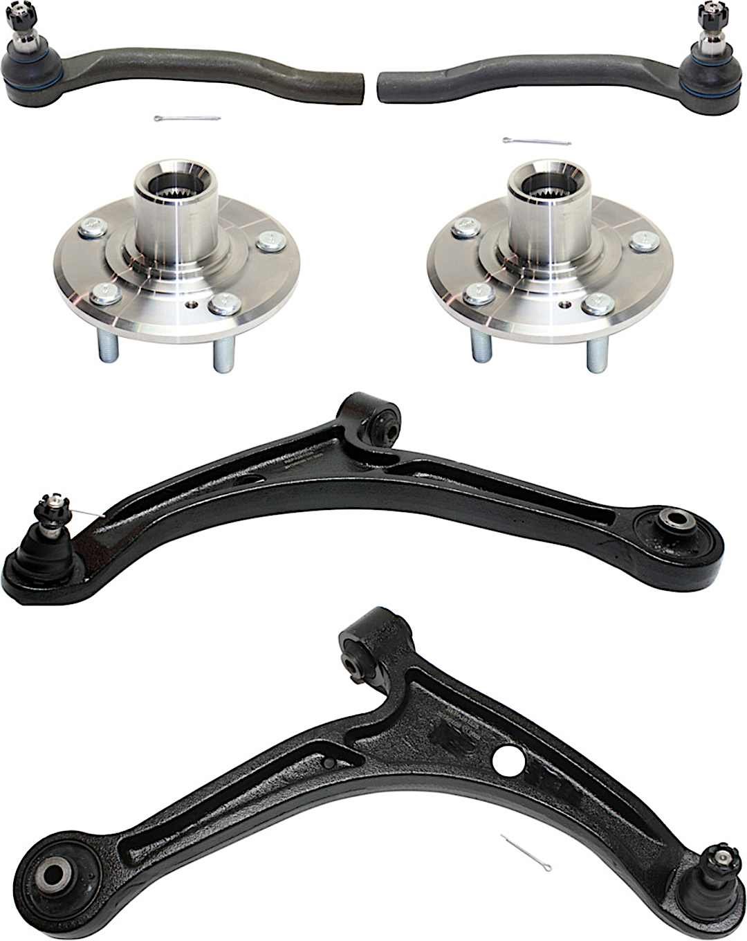 kit-100317-71_1.jpg TrueDrive 6-Piece Kit Front, Driver and Passenger Side, Lower Control Arm Kit, Includes (2) Control Arm, (2) Tie Rod End, and (2) Wheel Hub - Image 1