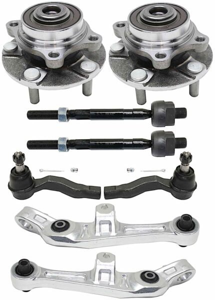 TrueDrive 8-Piece Kit Front, Driver and Passenger Side, Lower, Frontward Control Arm Kit, Includes (2) Control Arm, (4) Tie Rod End, and (2) Wheel Hub