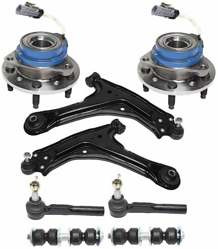 TrueDrive 8-Piece Kit Front, Driver and Passenger Side, Lower Control Arm Kit, Includes (2) Control Arm, (2) Sway Bar Link, (2) Tie Rod End, and (2) Wheel Hub