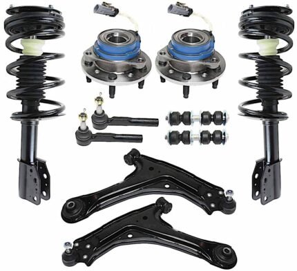 TrueDrive 10-Piece Kit Front, Driver and Passenger Side, Lower Control Arm Kit, Includes (2) Control Arm, (2) Loaded Strut, (2) Sway Bar Link, (2) Tie Rod End, and (2) Wheel Hub