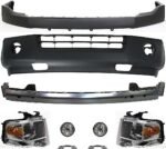 Replacement 9-Piece Kit Driver and Passenger Side Halogen Headlight, With bulb(s), OE Replacement, Includes (2) Bumper Cover, (2) Bumper Bracket, (1) Bumper Reinforcement, (2) Fog Light and (2) Headlight