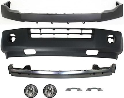 Replacement 7-Piece Kit, Front, Upper and Lower Upper - Primed, Lower - Textured Bumper Cover, Includes (2) Bumper Bracket, (2) Bumper Cover, (1) Bumper Reinforcement, and (2) Fog Light