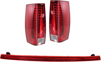 Replacement 3-Piece Kit Driver and Passenger Side LED Tail Light, With bulb(s), Includes (2) Tail Light and (1) Third Brake Light