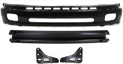 Replacement 4-Piece Kit, Front, Lower Bumper, For Models with Steel Bumper, Painted Black, Includes (1) Bumper, (2) Bumper Bracket, and (1) Bumper Reinforcement