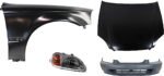 Replacement 4-Piece Kit Factory Style Hood, Steel, Primed, Includes (1) Bumper Cover, (1) Fender, (1) Headlight, and (1) Hood