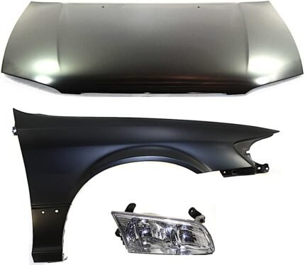 Replacement 3-Piece Kit Factory Style Hood, USA Built Vehicle, Steel, Primed, Includes (1) Fender, (1) Headlight, and (1) Hood