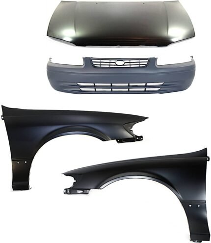 Replacement 4-Piece Kit Factory Style Hood, USA Built Vehicle, Steel, Primed, Includes (1) Bumper Cover, (2) Fender, and (1) Hood