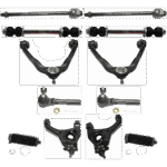 TrueDrive 12-Piece Kit Front, Driver and Passenger Side Suspension, Heavy Duty Design, For Models With Front Coil Spring, includes Control Arm, Steering Rack Boot, Sway Bar Link, and Tie Rod End
