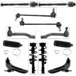 TrueDrive 12-Piece Kit Driver and Passenger Side Suspension Includes Control Arms, Loaded Struts, Steering Rack Boots, Sway Bar Links, and Tie Rod Ends