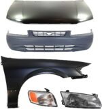 Replacement 5-Piece Kit Factory Style Hood, USA Built Vehicle, Steel, Primed, Includes (1) Bumper Cover, (1) Corner Light, (1) Fender, (1) Headlight, and (1) Hood