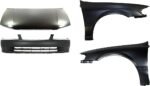 Replacement 4-Piece Kit Factory Style Hood, USA Built Vehicle, Steel, Primed, Includes (1) Bumper Cover, (2) Fender, and (1) Hood