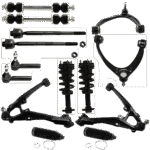 TrueDrive 14-Piece Kit Front, Driver and Passenger Side Suspension with Control Arms, Loaded Struts, Steering Rack Boots, Sway Bar Links, and Tie Rod Ends, Crew Cab Pickup/Extended Cab Pickup