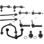 TrueDrive 12-Piece Kit Front, Driver and Passenger Side, Upper Control Arm Kit, Includes (2) Ball Joint, (2) Control Arm, (4) Sway Bar Link, and (4) Tie Rod End