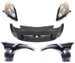Replacement 5-Piece Kit, Front Primed Bumper Cover, Includes (1) Bumper Cover, (2) Fender, and (2) Headlight