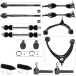 TrueDrive 14-Piece Kit Driver and Passenger Side Suspension Includes Axle Assemblys, Ball Joints, Control Arms, Steering Rack Boots, Sway Bar Links, and Tie Rod Ends