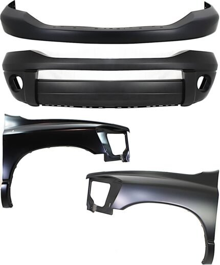 Replacement 4-Piece Kit, Front Primed Bumper Cover, For Models Without Chrome Insert, CAPA Certified, Includes (2) Bumper Cover and (2) Fender