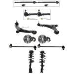 JC Whitney 12-Piece Kit Front Suspension Kit, Includes (2) Control Arm, (2) Shock Absorber and Strut Assembly, (2) Sway Bar Link, (4) Tie Rod End, and (2) Wheel Hub