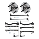 TrueDrive 12-Piece Kit Front, Driver and Passenger Side, Lower, Frontward and Rearward Control Arms, Includes (4) Control Arm, (2) Sway Bar Link, (4) Tie Rod End, and (2) Wheel Hub