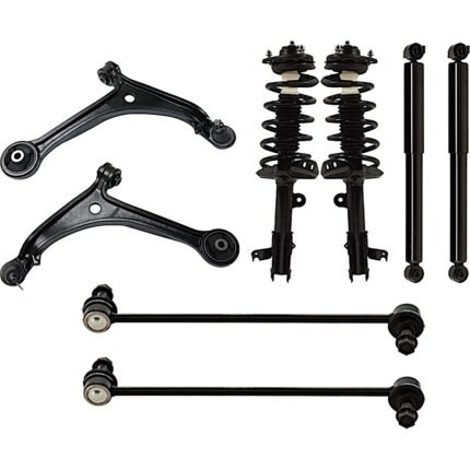 TrueDrive 8-Piece Kit Front, Driver and Passenger Side, Lower Control Arm, Includes (4) Shock Absorber and Strut Assembly, and (2) Sway Bar Link