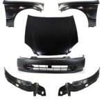 Replacement 6-Piece Kit Factory Style Hood, Steel, Textured Black, Includes (1) Bumper Cover, (2) Fender, (2) Fender Liner, and (1) Hood