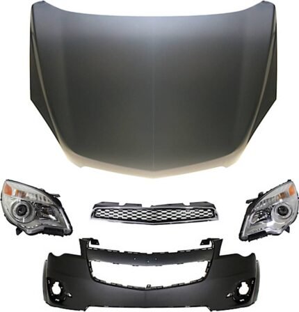 Replacement 5-Piece Kit Factory Style Hood, Steel, Primed, Includes (1) Bumper Cover, (1) Grille, (2) Headlight, and (1) Hood
