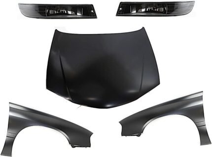 Replacement 5-Piece Kit Factory Style Hood, Steel, Primed, Includes (2) Fender, (2) Fog Light, and (1) Hood