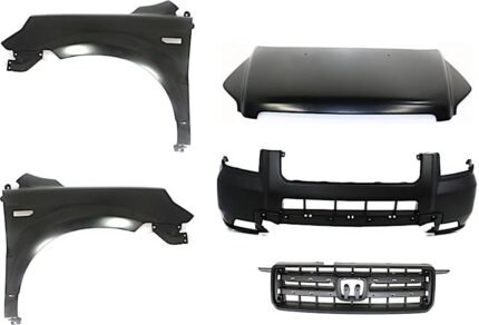 Replacement 5-Piece Kit Factory Style Hood, Steel, Primed, Includes (1) Bumper Cover, (2) Fender, (1) Grille, and (1) Hood