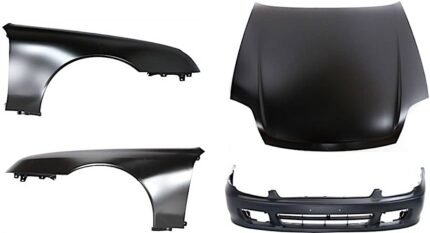 Replacement 4-Piece Kit Factory Style Hood, USA Built Vehicle, Steel, Primed, Includes (1) Bumper Cover, (2) Fender, and (1) Hood