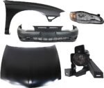 Replacement 5-Piece Kit Factory Style Hood, Steel, Primed, Includes (1) Bumper Cover, (1) Fender, (1) Fog Light, (1) Headlight, and (1) Hood