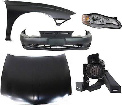 Replacement 5-Piece Kit Factory Style Hood, Steel, Primed, Includes (1) Bumper Cover, (1) Fender, (1) Fog Light, (1) Headlight, and (1) Hood
