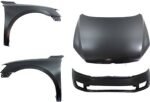 Replacement 4-Piece Kit Factory Style Hood, Steel, Primed, Includes (1) Bumper Cover, (2) Fender, and (1) Hood
